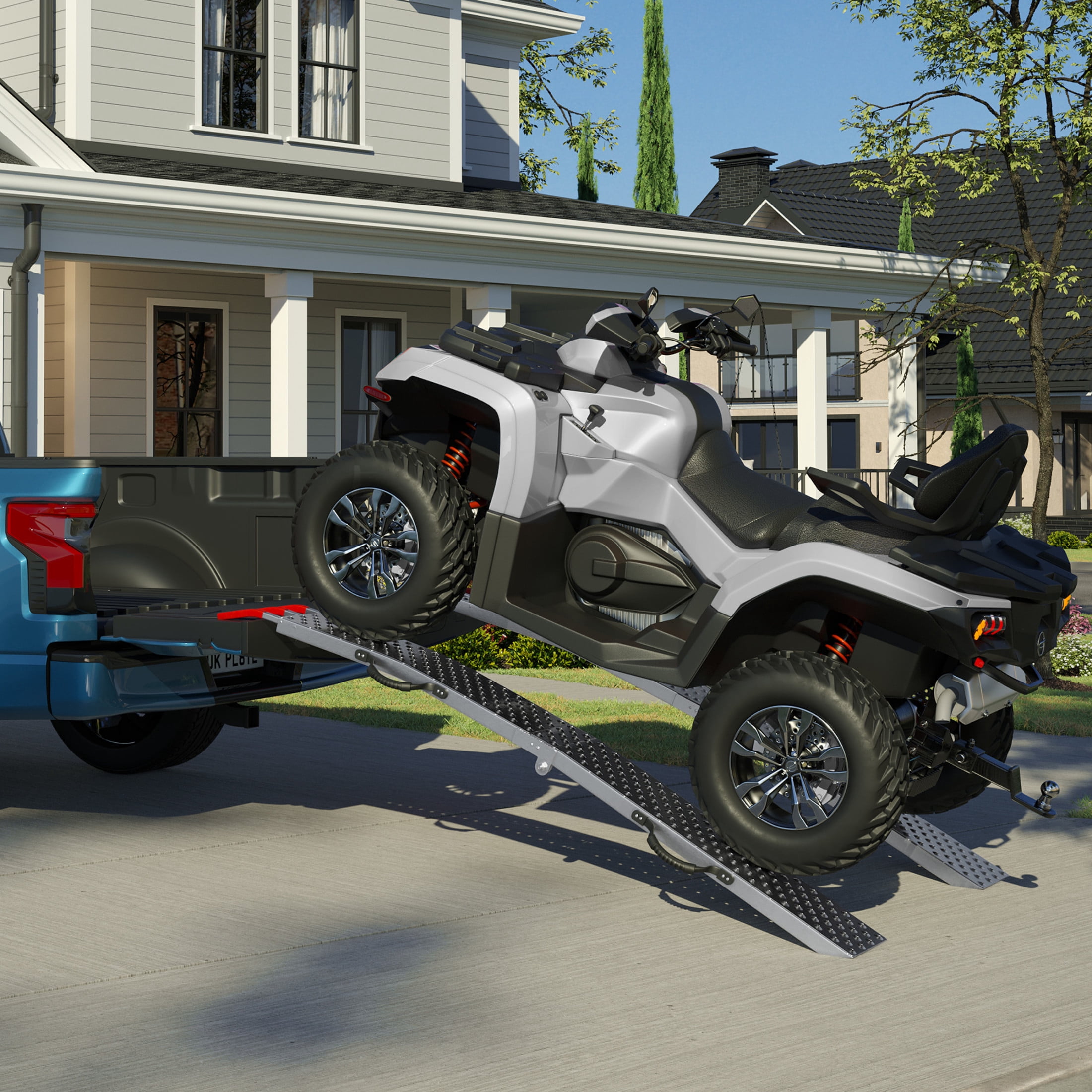 Stalwart Set of Two 69-Inch Foldable Loading Ramps with 2200lb Capacity