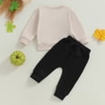 thumbnail image 6 of Baby Boy Girl Halloween Outfits Long Sleeve Shirts Pumpkin Sweatshirt Pullover Tops Pants Set Toddler Infant Fall Winter Clothes, 6 of 8