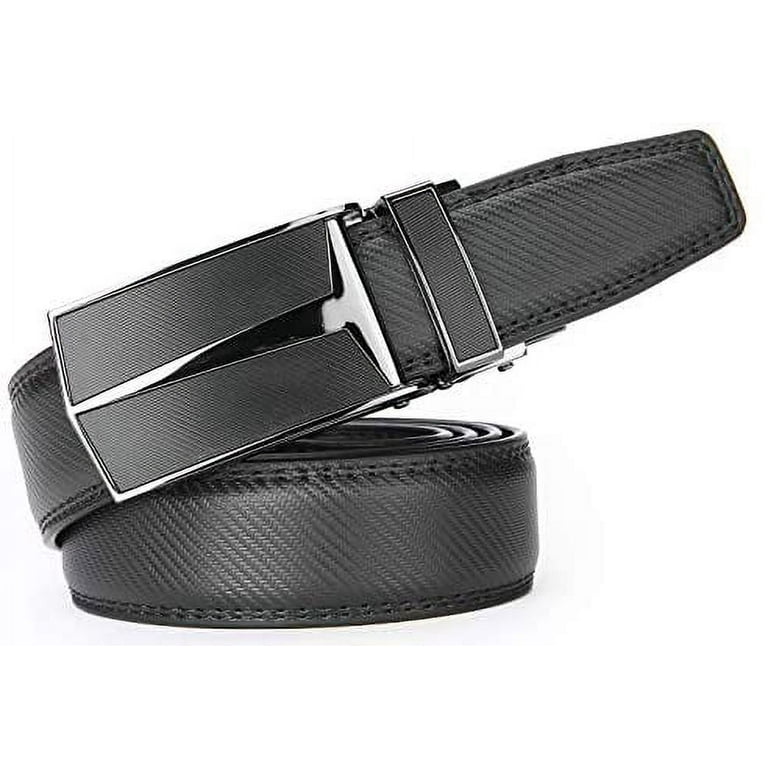 Men's Comfort Genuine Leather Ratchet Dress Belt 1 1/8 Wide with Automatic  Click Buckle Suit Pant Size 28-44