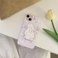 thumbnail image 2 of Purple Floral Bunny Phone Case for iPhone 12, Cute Korea 3D Rabbit Tulip Flower Cartoon Case with Rabbit Hold Stand for Women Girls, 2 of 12