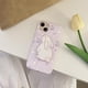 thumbnail image 2 of Funda de teléfono con diseño de conejito floral morado compatible con iPhone 13, bonita funda de dibujos animados de flores de tulipán y conejo coreano en 3D con soporte para conejo para mujeres y, 2 of 6