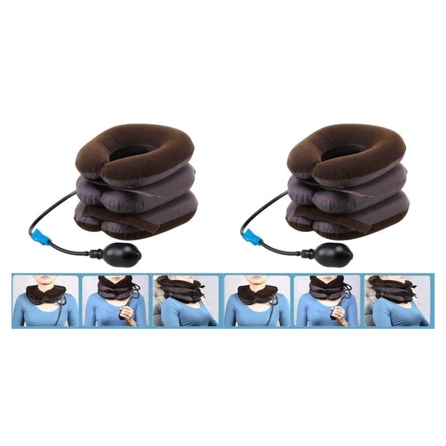 Vogacara Camilla de cuello inflable de 3 capas, aparato de tracción de aire, dispositivo para aliviar el dolor, Tractor de viaje, masaje de espalda y 25x21x19cm 2piezas Vogacara CBP591917