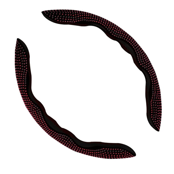 2 fundas para volante antideslizantes y transpirables para vehículos de 38 cm de diámetro. negro rojo