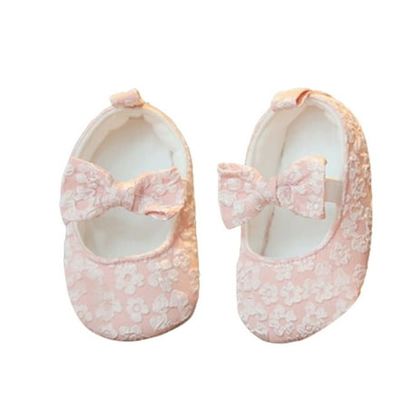 Cute Baby Girls Mary Jane Flats Cute Floral Lace Wedding Dress Shoes Non-Slip Newborn Crib Shoes