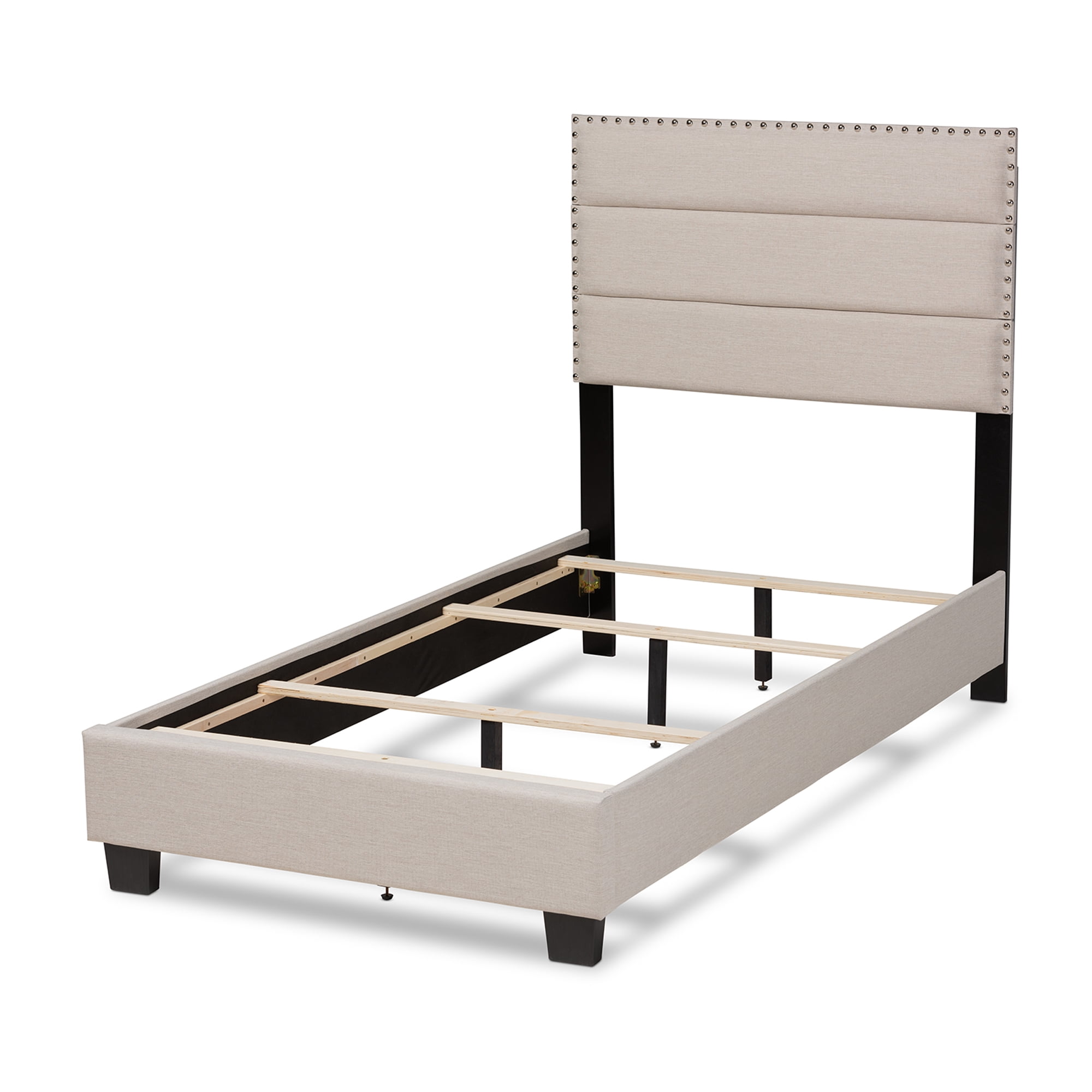Baxton Studio Ansa Modern and Contemporary Beige Fabric Upholstered Twin Size Bed