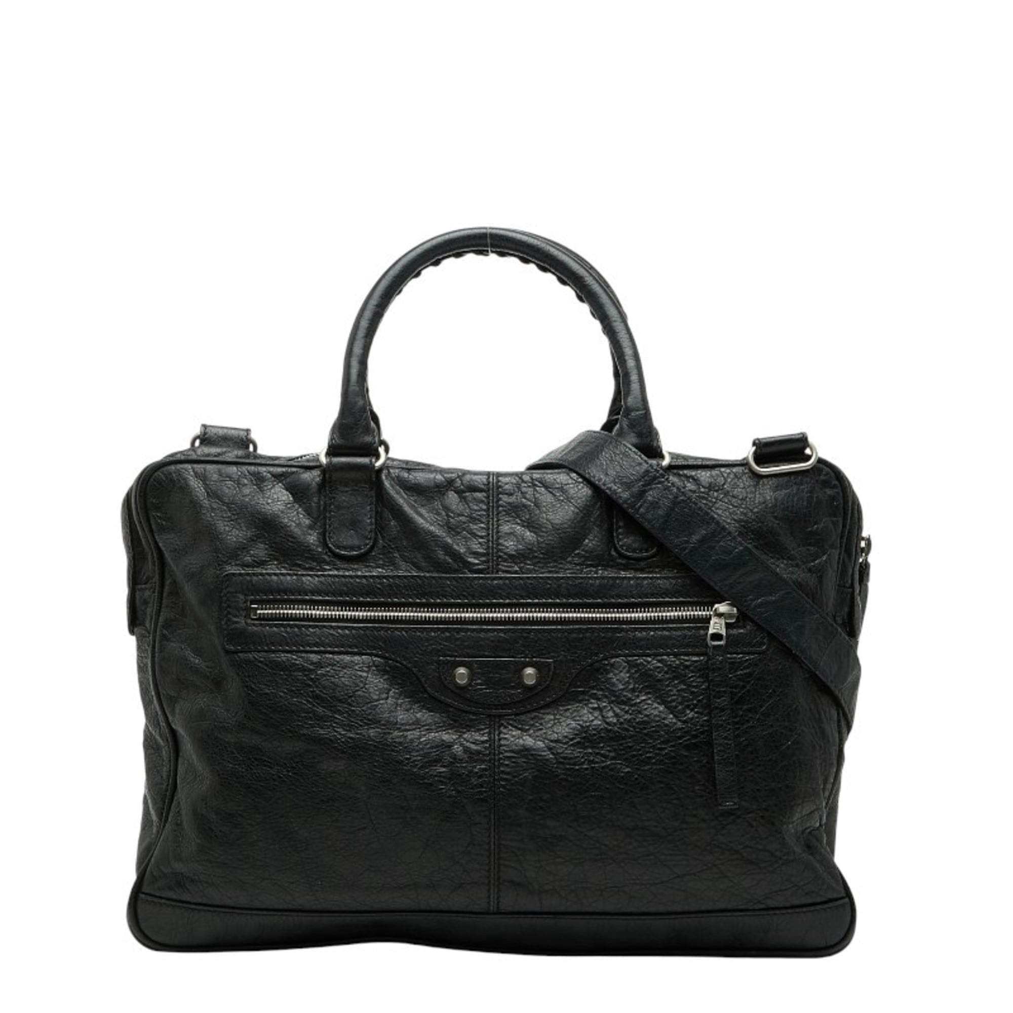 Pre-Owned Balenciaga Briefcase/Shoulder Bag, 2-Way, Black Leather, Men's, BALENCIAGA
