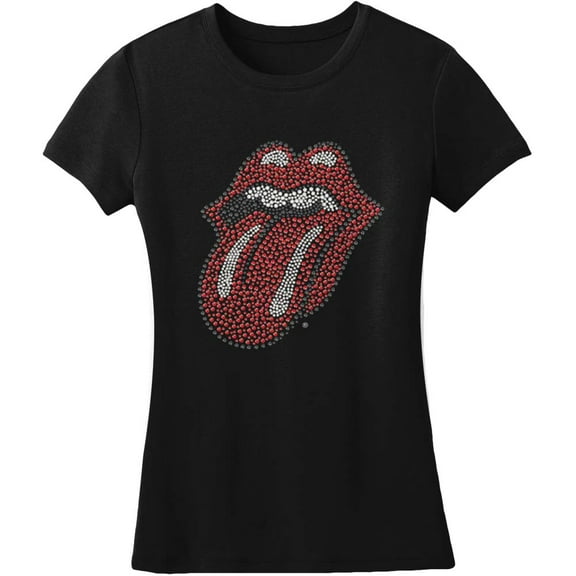 The Rolling Stones T Shirt Diamante Tongue new Official Womens Skinny Fit Black