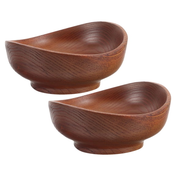 WRITWAA Set of 2 Brown Wooden Serving Bowls, Multipurpose Kitchen Bowls for Fruit, Snacks, Dining & Entertaining at Home