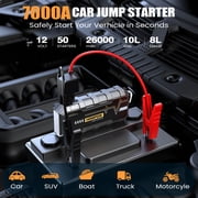 HOMPOW 7000A Jump Starter, 26000mAh Portable Car Battery Jump Starter for 10L Gas Engines & up to 12L Diesel, Battery Booster Power Pack, 12V Jump Box with LED Light, USB Quick Charge 3.0