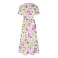 thumbnail image 4 of Irrsuirnr Women's Boho Maxi Dress 2024 Short Sleeve Round-Neck Summer Dress Fashion Print Pleated Dress with Pockets, 4 of 4
