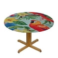 thumbnail image 3 of JEUXUS  Parrots Round Tablecloth, Wedding Inspired Tropical Flowers and Birds Hawaiian Traditional Flora Pattern, Circle Table Cloth Cover for Dining Room Kitchen Decoration, Multicolor, 3 of 7