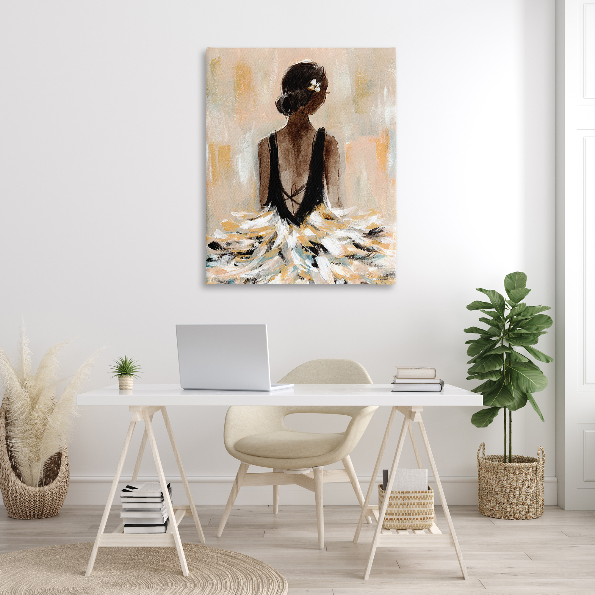Stupell Industries Ballerina in Abstract Gown Beauty & Fashion Painting Gallery Wrapped Canvas Art Print Wall Art, 36 x 48