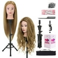 thumbnail image 2 of 28 Inch Mannequin Head 80% Human Hair with Tripod Stand,Mannequin Cosmetology Manikin Practice Doll Head with stand,Braiding Hairdressing Head for Hair Styling with Table Clamp + DIY Hair Styling Set, 2 of 9