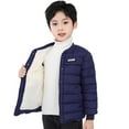 thumbnail image 3 of LUOGENLI Kids Down Jackets Girls Kids Boys Girls Coat Winter Jacket Soild Color Outwear Windproof Warm Coat Jacket Children's Clothing Girls Down Winter Coat Overcoat Dark Blue 8-9 Years, 3 of 6