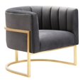 thumbnail image 1 of TOV Furniture Magnolia 16.5" Chaise d'Appoint en Velours Transitionnel Gris/or, 1 of 7