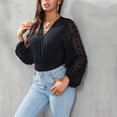 thumbnail image 4 of Fanxing Long Sleeve Bodysuit for Women Shapewear Leotards Sexy Black Bodysuit Bodycon Jumpsuits Womens Tops, 4 of 9