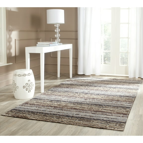SAFAVIEH Himalaya Driskoll Solid Wool Area Rug, Beige/Multi, 5' x 8'