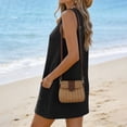 thumbnail image 4 of Swimsuit Coverup for Women Waffle Knit V Neck Short Sleeve Beach Coverup Dress with Pockets,Black XL, 4 of 7