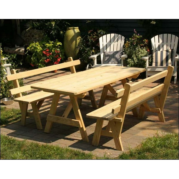 Fifthroom 6' Treated Pine Picnic Table with 2 Backed Benches, Natural