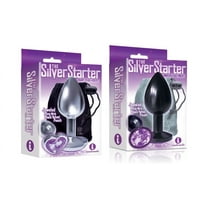 Sexy, Kinky Gift Set Bundle of The Silver Starter, Bejeweled Heart Stainless Steel Plug, Violet and Icon Brands The Silver Starter, Bejeweled Annodized Stainless Steel Plug, Violet