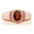 thumbnail image 2 of Gem Stone King 1.56 Ct Red Garnet White Created Sapphire 18K Rose Gold Plated Silver Men's Ring, 2 of 6