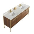 thumbnail image 4 of Fine Fixtures Oakville 72 in. W x 20 in. D x 33 in. H Bathroom Vanity in Walnut Ebony with White Ceramic Sink - Satin Brass hardware, 4 of 8