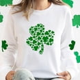 thumbnail image 4 of Soyumi St Patrick’S Day Sweatshirt, Womens Clover Printed Hoodie Shamrock Pullover Irish Theme Casual Long Sleeve Loose Fit Tops Saint Patricks Day Gift Festival Outfit, White, 4 of 6