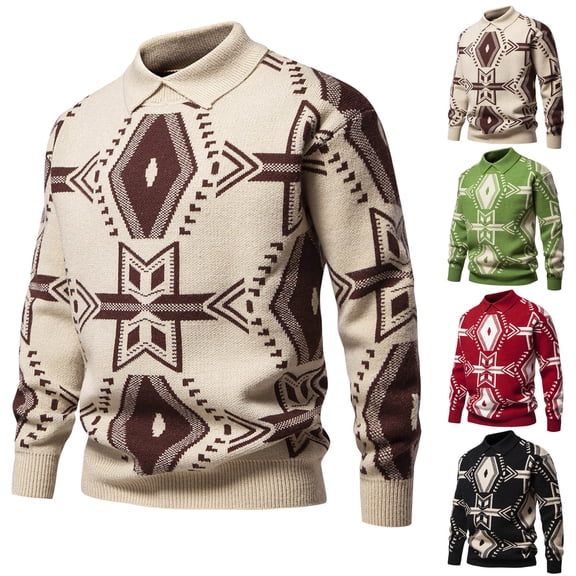 Hinvhai Men’s Striped Sweater Knit Pullover Long Sleeve Patchwork Casual Korean Style Sweater Top Red 8(XL)