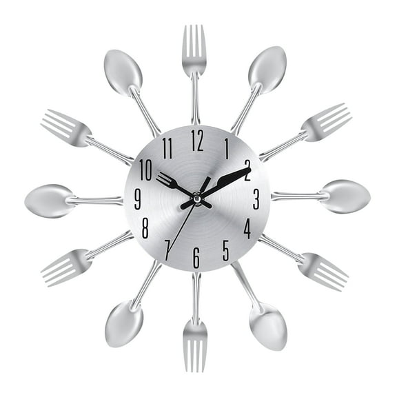 12" Wall Clock, Modern Creative Cutlery Kitchen Spoon Fork Wall Clock