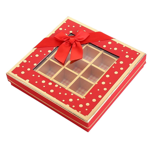 Caja s Regalo del día de San Valentín 25 rejillas y ventanas de exhibición Caja de dulces Cajas de dulces para el aniversario de , Rojo