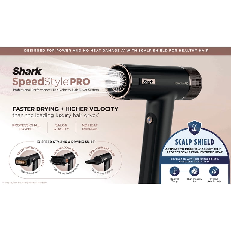 Shark SpeedStyle Pro High-Velocity Hair Dryer, Scalp Shield