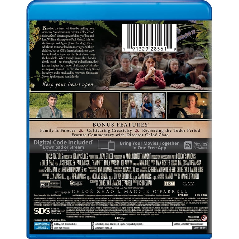 Hamnet Blu-ray + Digital Copy, Drama, Universal, Rated PG-13