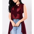 thumbnail image 1 of goowrom Chemise Sans Manches Transparente pour Femmes avec Nœud Irrégulier, 1 of 3