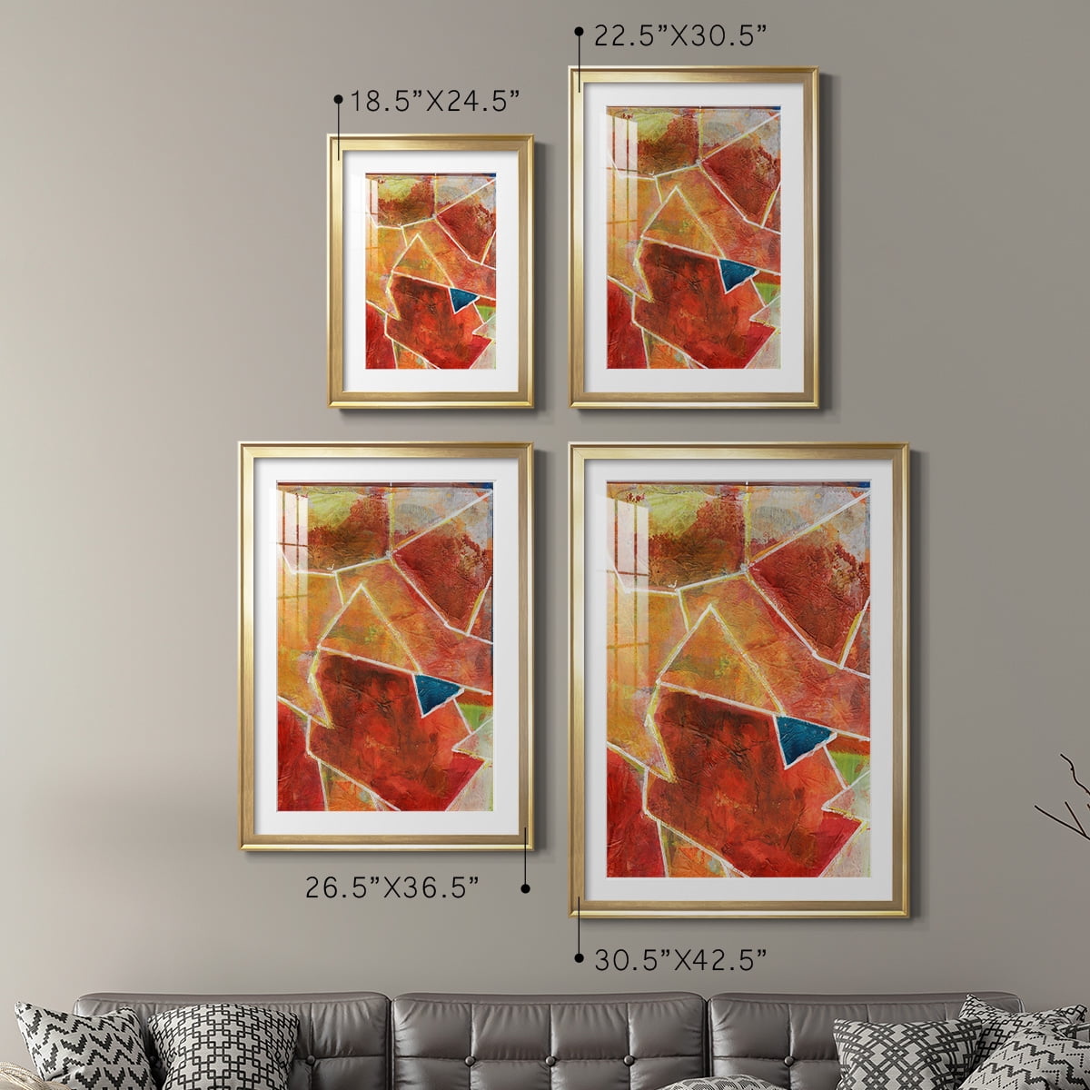 Wexford Home Primary Connection VII Premium Framed Print, 30.5" x 42.5" - Ready to Hang, Gold (Set of 2)