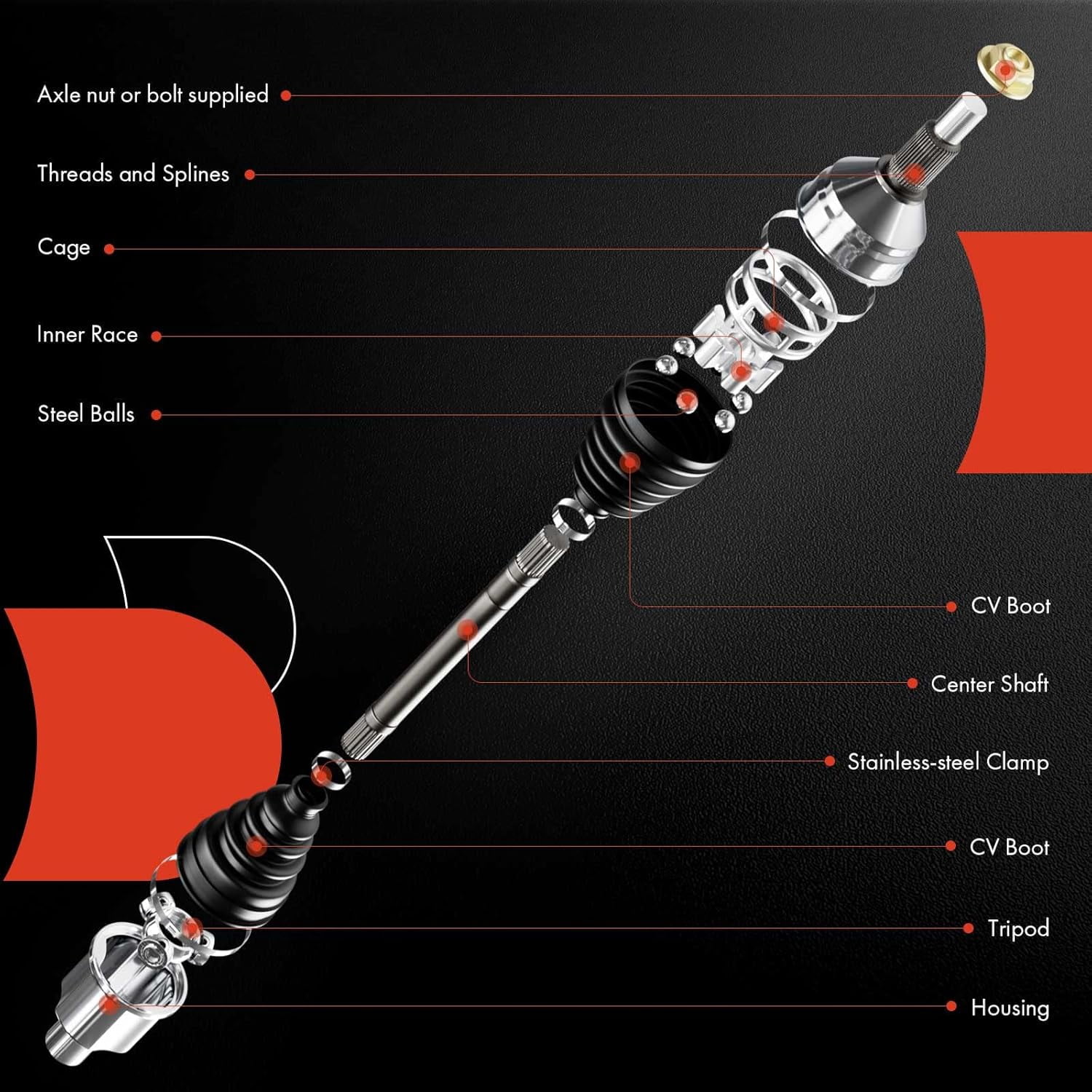 A-Premium Pair (2) Front CV Axle Shaft Assembly Compatible with Subaru Crosstrek 2018-2023 2.0L 2.5L, GAS Only, Driver and Passenger Side