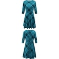 thumbnail image 2 of Gvmfive Juniors' Plaid Print Half Sleeve Round Neck Slim Fit Casual Mini Dress, 2 of 3