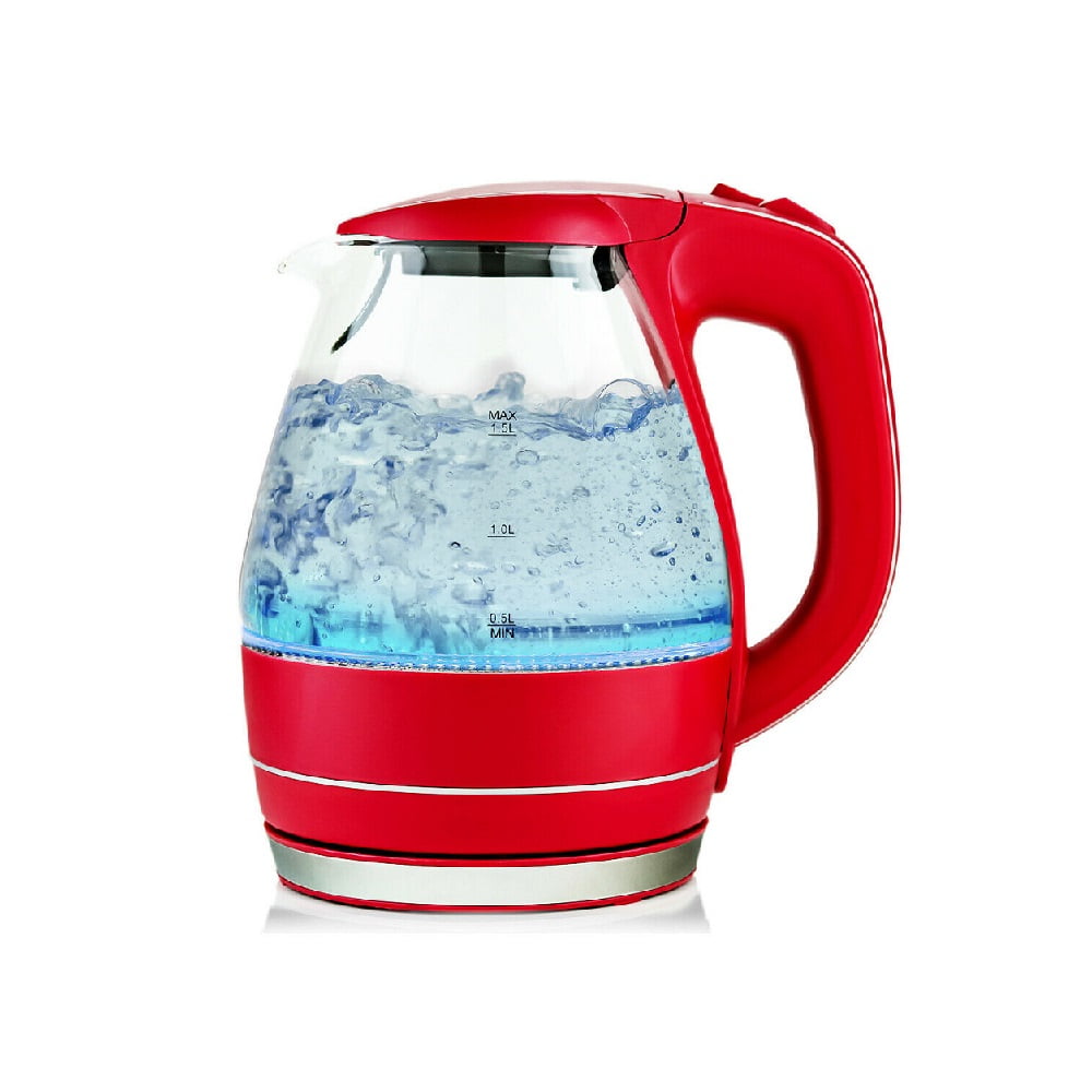 KG83 Series Portable Electric Glass Kettle 1.5 Liter Color Red