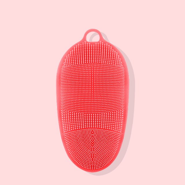 Guante exfoliante de silicona suave para el cuerpo, herramienta para el cuidado de la piel con masaje SPA, para pieles sensibles y todo tipo de piel, azul cielo oso de fresa Juguete