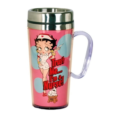 Betty Boop 17248 Nurse Insulated Travel Mug, 14 ounces, Pink