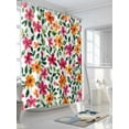 thumbnail image 3 of Shower Curtain Pink Orange Flower Shower Curtains for Bathroom, Waterproof Polyester Shower Curtain Set with Hooks, Small Stall Size 36" x 72" Watercolor Spring, 3 of 6