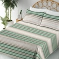 thumbnail image 3 of Ambesonne Geometric Fitted & Flat Sheet with Shams 4 Pcs Set, Abstract Wave Pattern Art, Queen, Dried Rose and Jade Green, 3 of 5