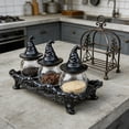 thumbnail image 5 of Shipiny Witch Spice Jar Set with Gothic Style Iron Base, Clear Glass Jars for Kitchen Spice Storage, Vintage Kitchen and Home Decor, As Shown, 5 of 6