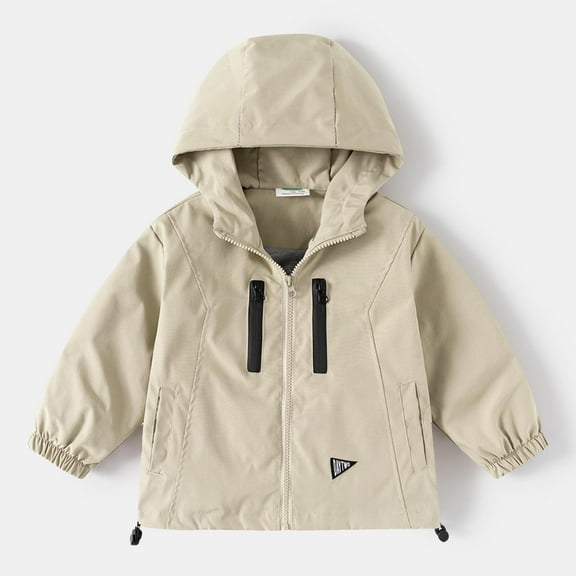 NAISIBABY Boys Windbreaker Jacket, Zipper Active Fit with Pockets Fashion Hooded Lightweight Coat Khaki 6T