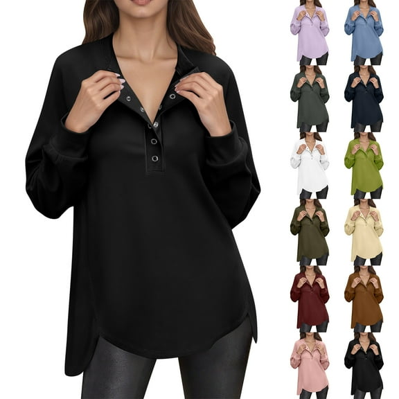 Women's Fashion Women's Lightweight Long Sleeve Pullover With Pockets Preppy Graphic Hoodie, Solid Color Fall Winter Sweatshirt with Button Details for Stylish Outfits,Army Green,L