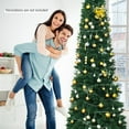thumbnail image 4 of Gymax  9' PVC Artificial Christmas Tree Holiday Decor Slim Pencil Tree Metal Stand, 4 of 9