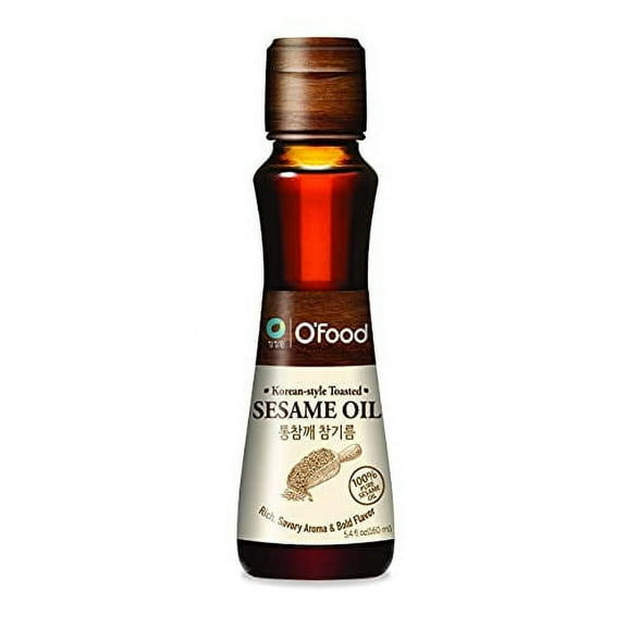 Chung Jung One O’Food Premium Sesame Oil, 5.4 Fl Oz, 100% Pure Sesame Seed Oil, Korean-Style Toasted, Rich and Nutty Flavor, Good for Cooking, Stir-fry, Noodles, Dressing, Drizzle