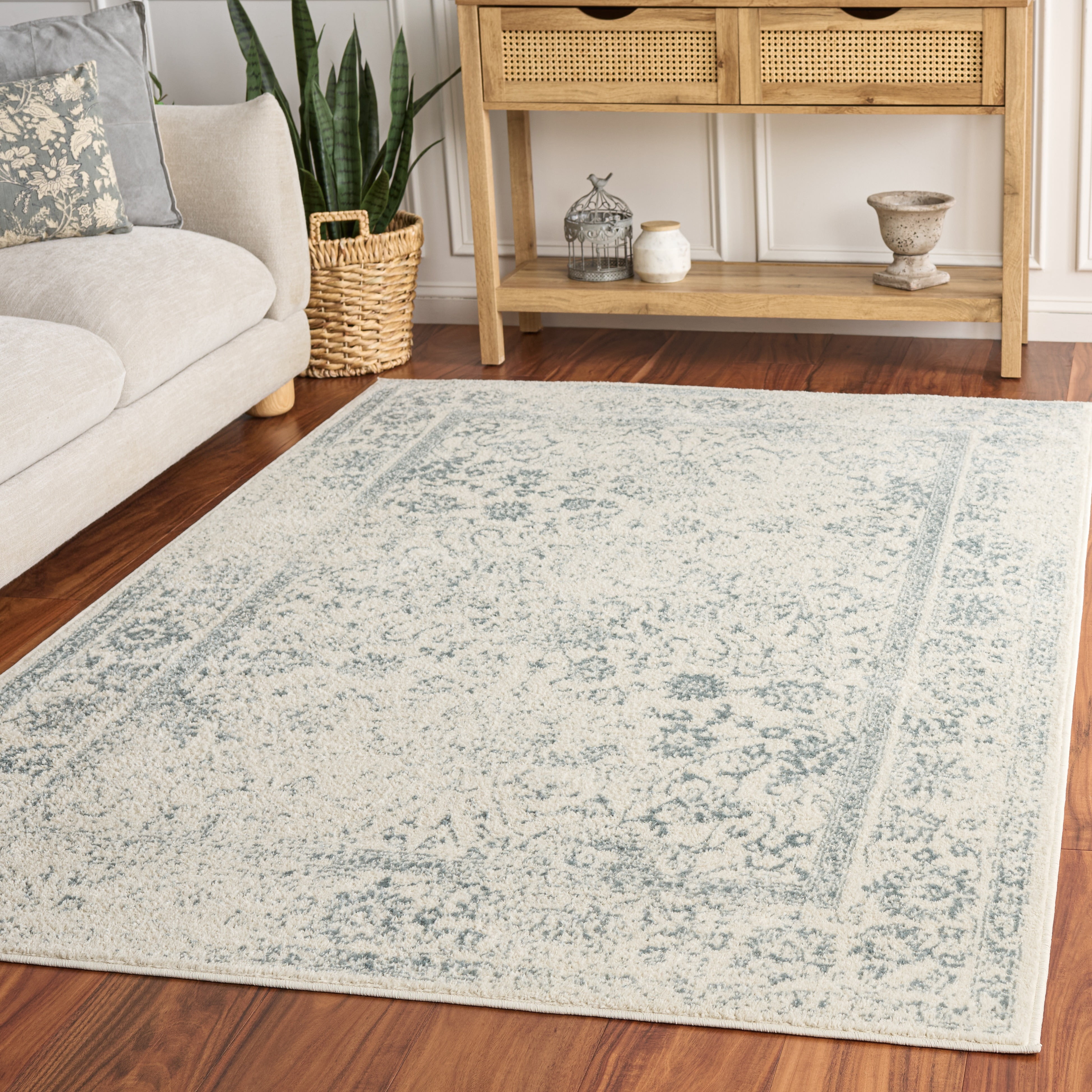 Safavieh Adirondack Wyatt Traditional Distressed Area Rug, Ivory/Slate, 6' x 8'
