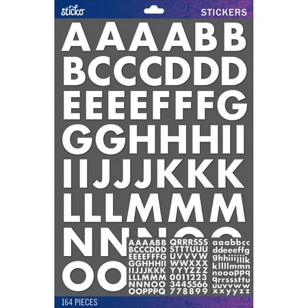 Red Alphabet Stickers - Sticko Alphabet Stickers-White Futura Bold Large