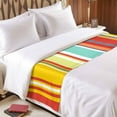thumbnail image 4 of Bed Runner Scarf for Queen Size Bed, Red Aqua Stripe Beds Scarf Throws for Foot of Bedding, Country Abstract Art Colorful Striped Decorative Beds Runners for Bedroom Guestroom, 83"x20", 4 of 8