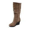 thumbnail image 3 of Bottes Mode pour Femmes à Fermeture Éclair Hauteur Genou, Talon Compensé Décontracté, Chaussures d'Hiver ( Cognac, 6 ), 3 of 5